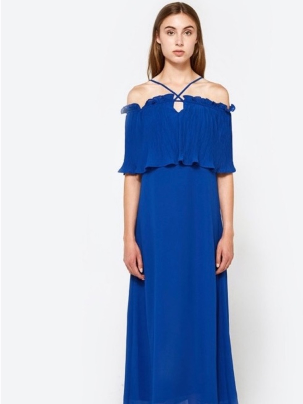 Farrow Royal Blue Off-Shoulder Maxi Dress Farrow Alaia Dress